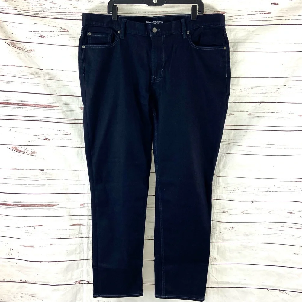Banana Republic The Traveler Jeans Men‎ 42x32 Slim Fit Stretch Blue Denim.